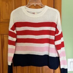 SO Women's Striped Sweater in Red, Pink, and Navy